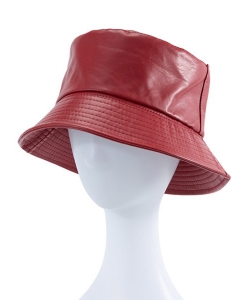 Faux Leather Bucket Hat HA320039 RED